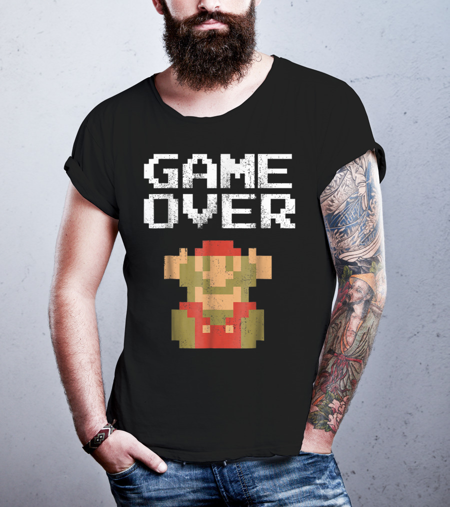 Super Mario Game Over Pixel Art Mario Fall T-Shirt