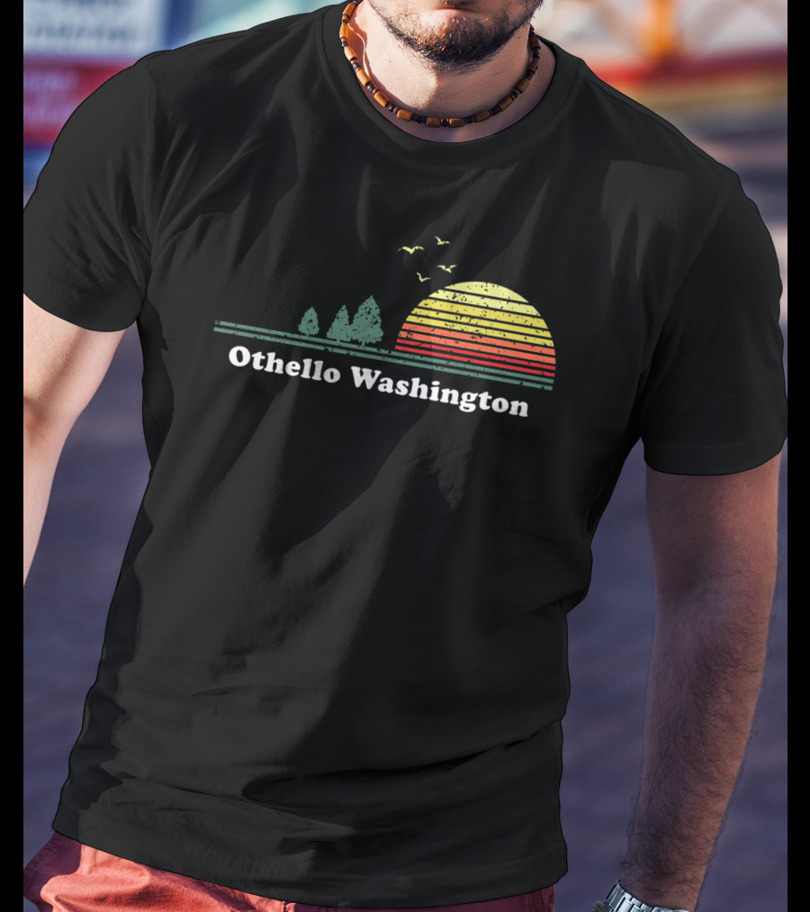 Othello Washington Vintage Sunset Trees Birds T-Shirt