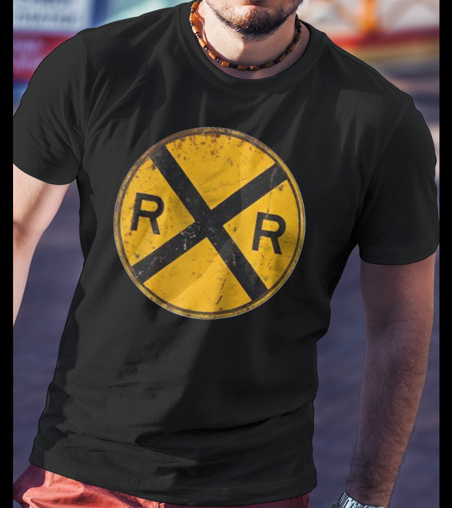 Vintage Railroad Crossing Sign RR Engineer Worker T-Shirt