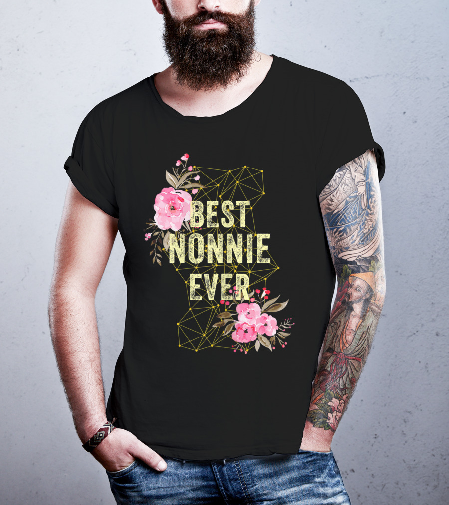 Best Nonnie Ever Floral Design Mothers T-Shirt