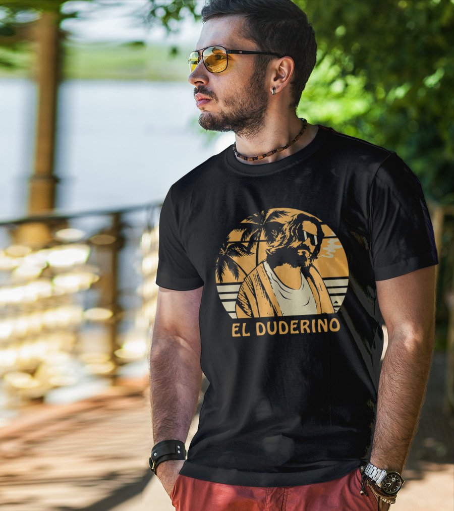 El Duderino Classic Vintage Movie Tropical Sunset Palm Trees T-Shirt