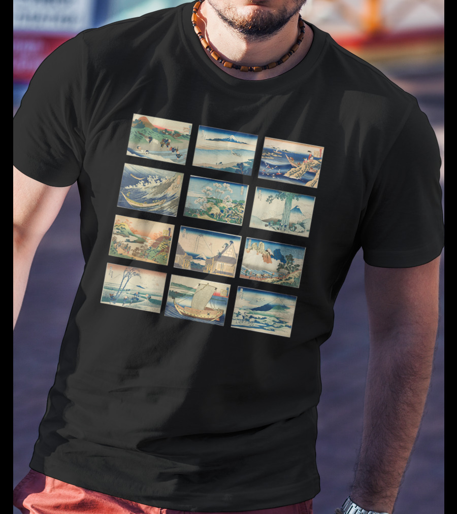 Famous Vintage Japanese Classics Ukiyo-e Wave And Mount Fuji T-Shirt