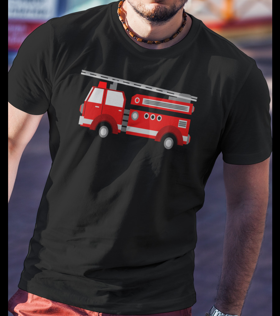 Fire Truck Red Classic Illustrated Pumper Engine Vehicle T-Shirt