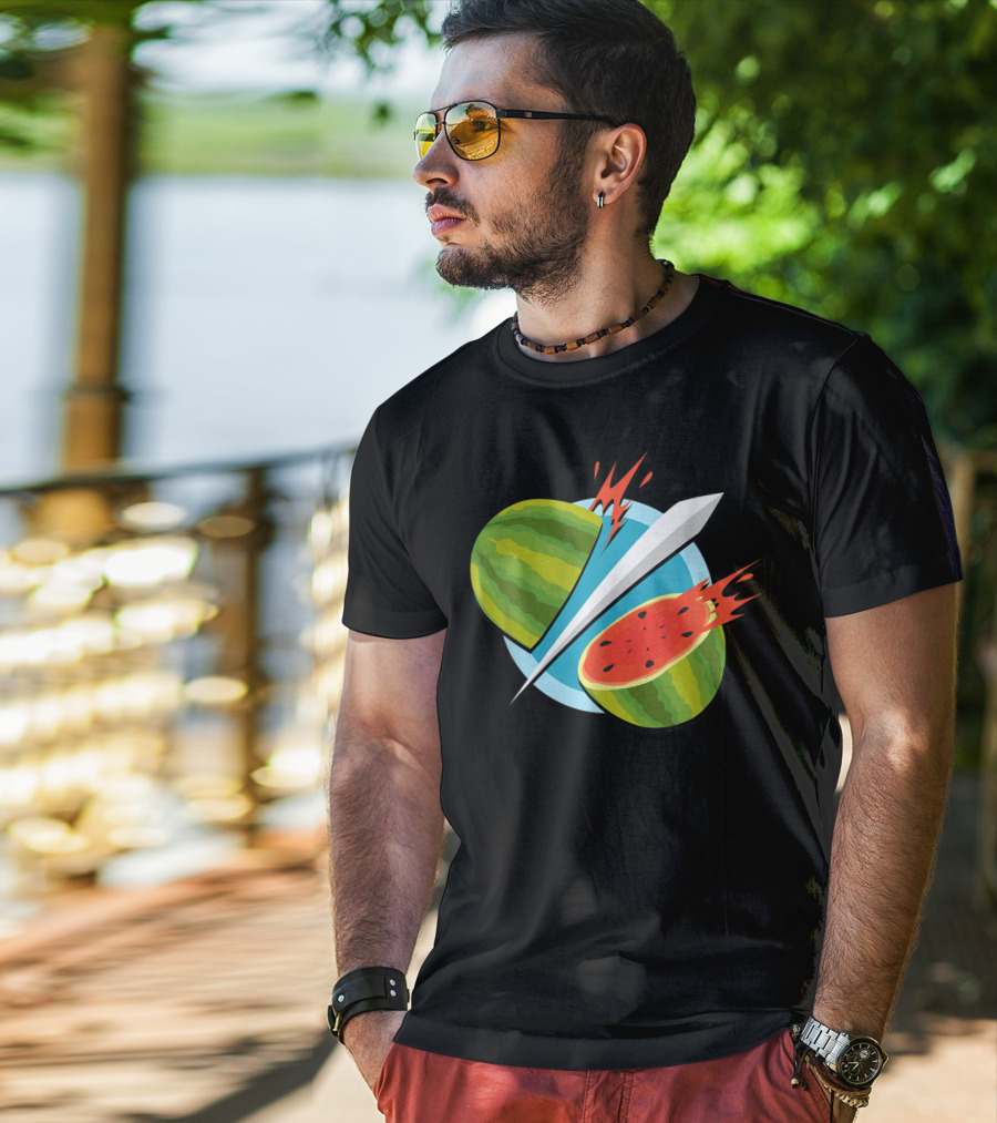 Fruit Ninja Watermelon Slice With Sword T-Shirt