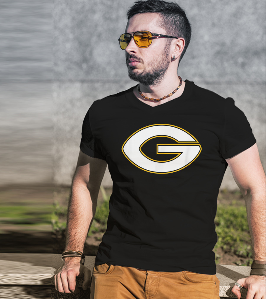 Green Bay Packers Football Shape Letter G T-Shirt