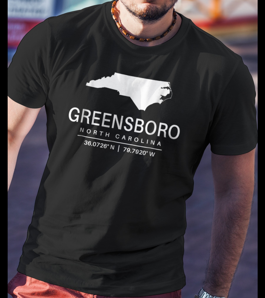 Greensboro North Carolina 36.0726°N 79.7920°W Classic NC Map T-Shirt