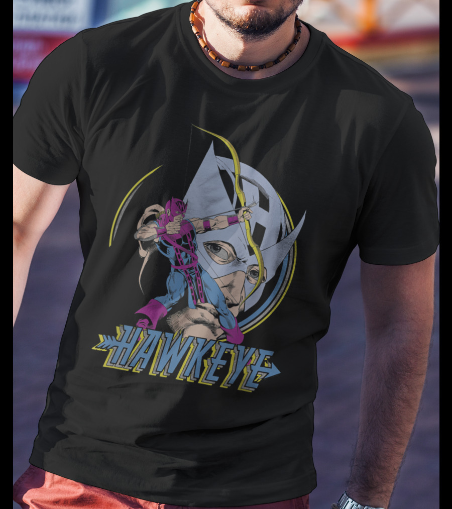 Hawkeye Ready Aim Fire Classic Marvel Archery Action T-Shirt
