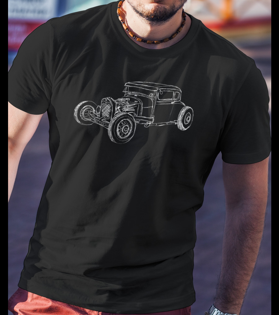 Hot Rod Classic Coupe Outline Rust Bucket Rat T-Shirt