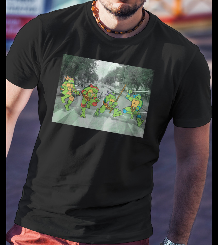 Nage Mutant Ninja Turtles Abbey Road Style Street Scene T-Shirt