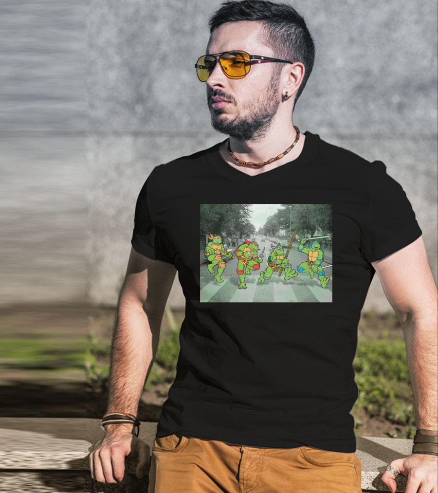 Nage Mutant Ninja Turtles Abbey Road Style Street Scene T-Shirt