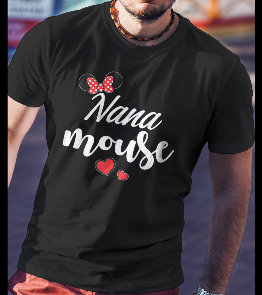 Nana Mouse With Polka Dot Bow And Red Hearts T-Shirt