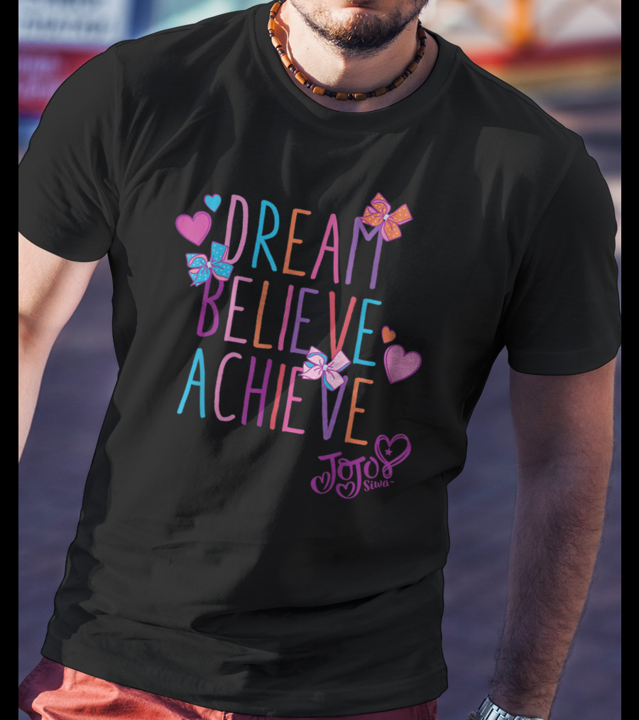 Nickelodeon Jojo Siwa Dream Believe Achieve Hearts And Bows T-Shirt