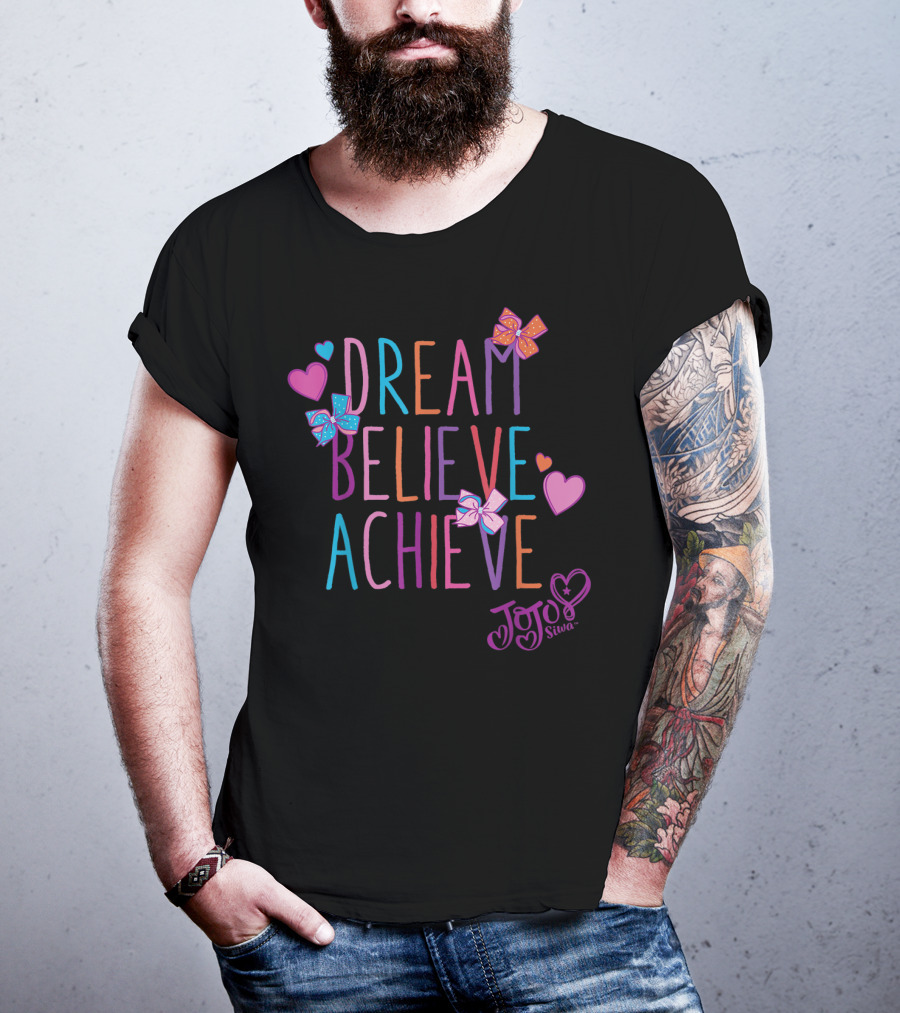 Nickelodeon Jojo Siwa Dream Believe Achieve Hearts And Bows T-Shirt