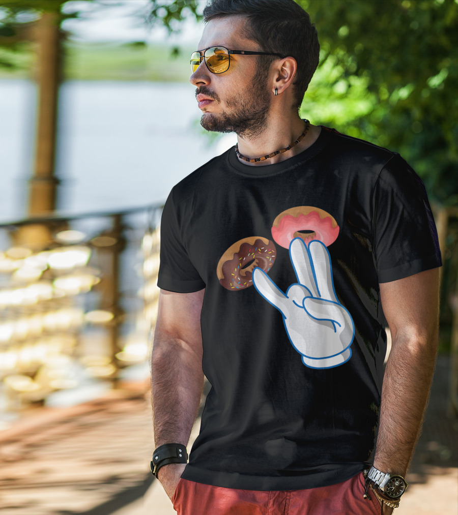 2 In The Pink 1 In The Stink Hand Gesture With Two Sprinkle Donuts Dark Humor T-Shirt