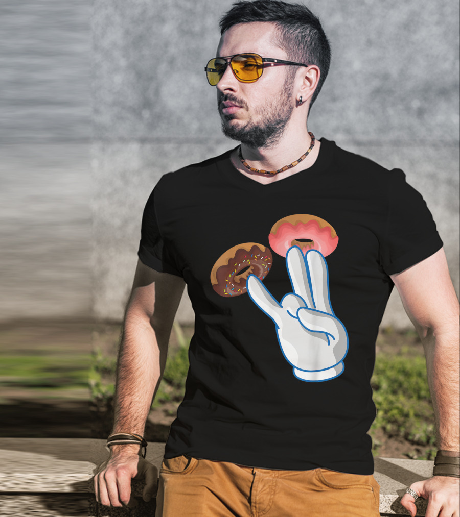 2 In The Pink 1 In The Stink Hand Gesture With Two Sprinkle Donuts Dark Humor T-Shirt
