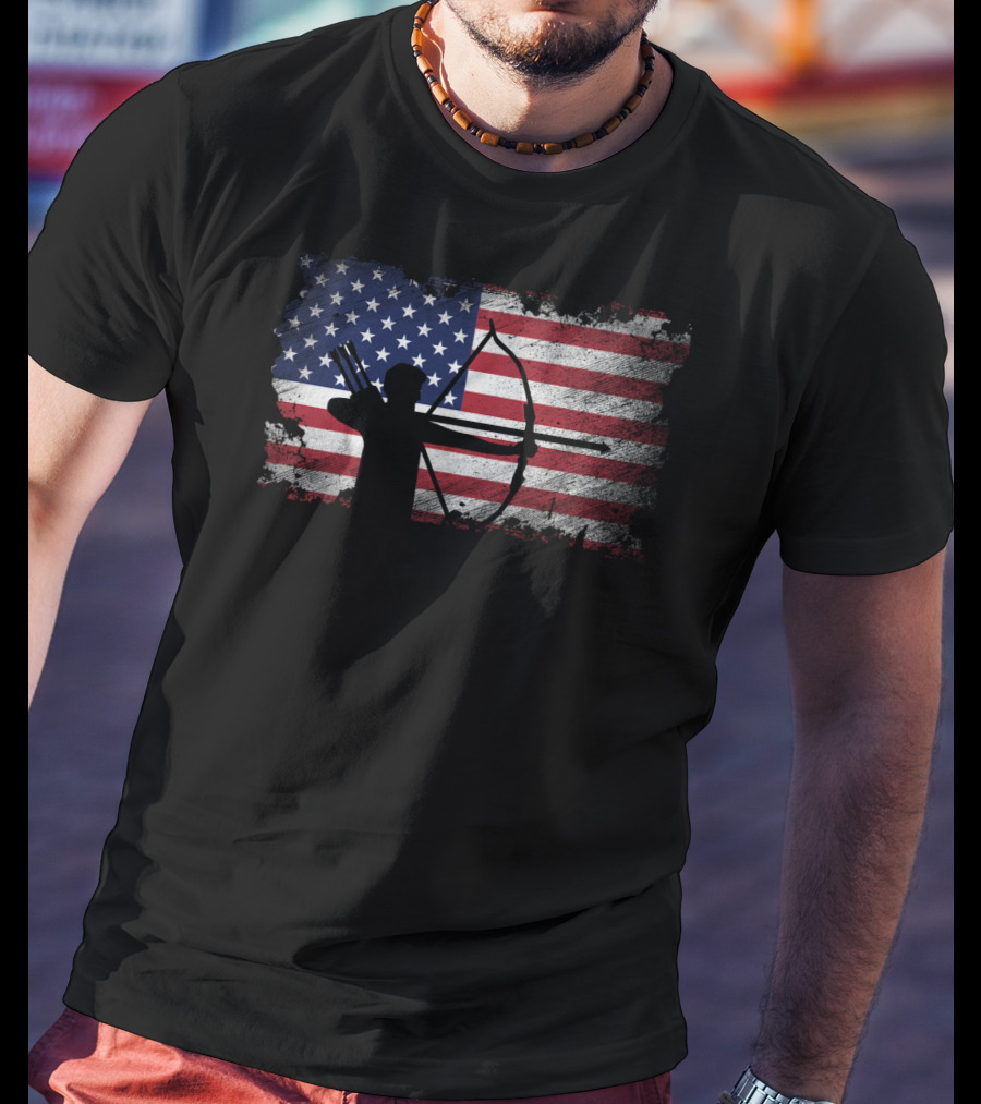 USA Flag Archery American Patriotic Player T-Shirt