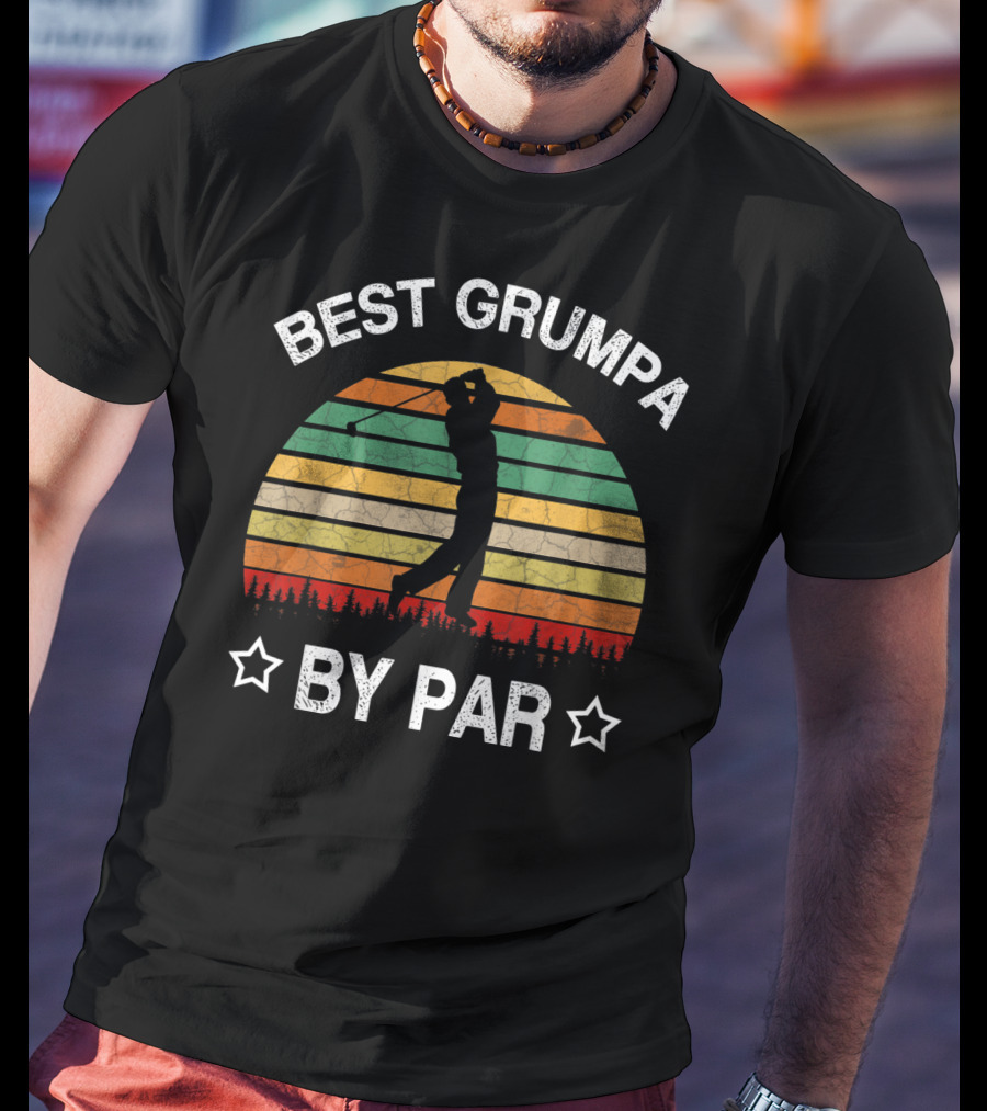 Best Grumpa By Par Golf Vintage Sunset T-Shirt