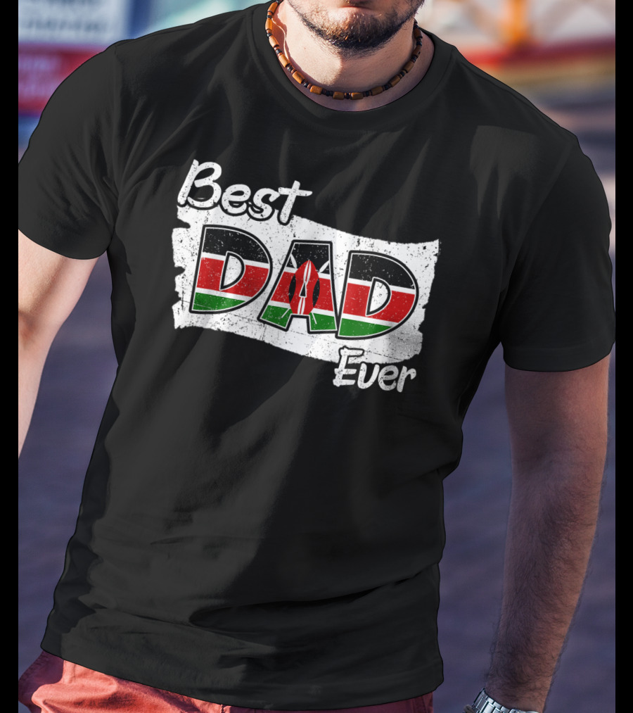 Best Dad Ever Kenyan Flag Map T-Shirt