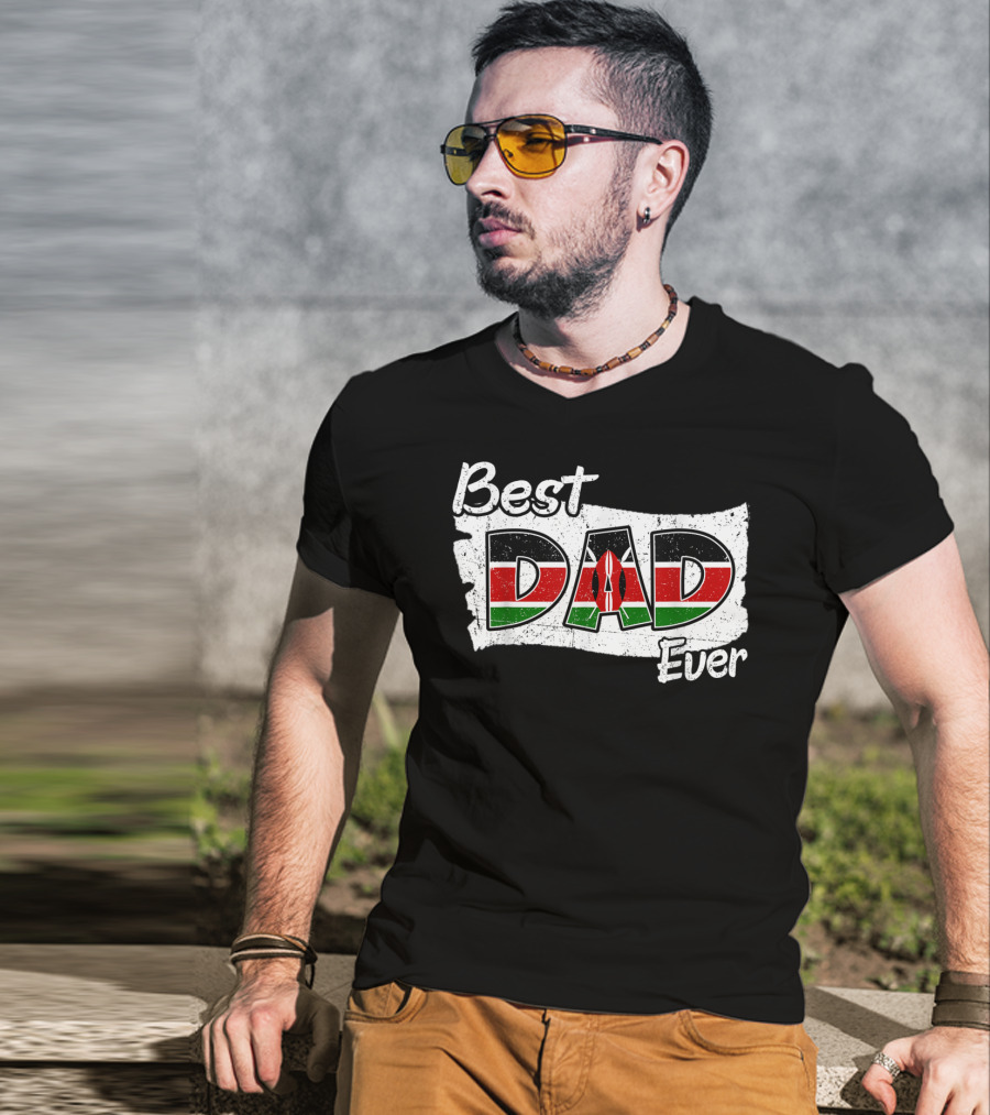 Best Dad Ever Kenyan Flag Map T-Shirt