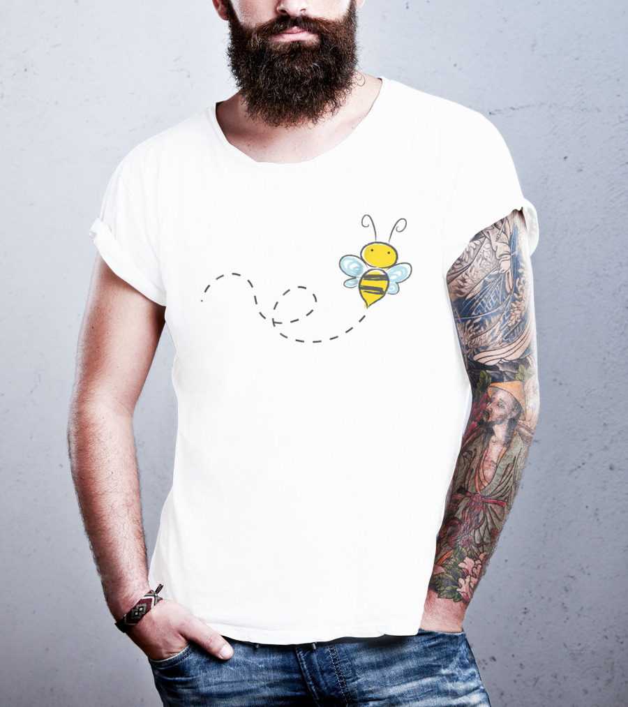 Bumble Bee Cute Doodle With Wings And Flight Path T-Shirt
