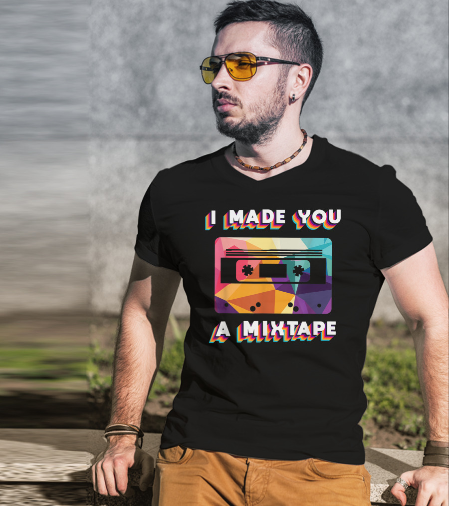 I Made You A Mixtape Colorful Cassette Vintage T-Shirt