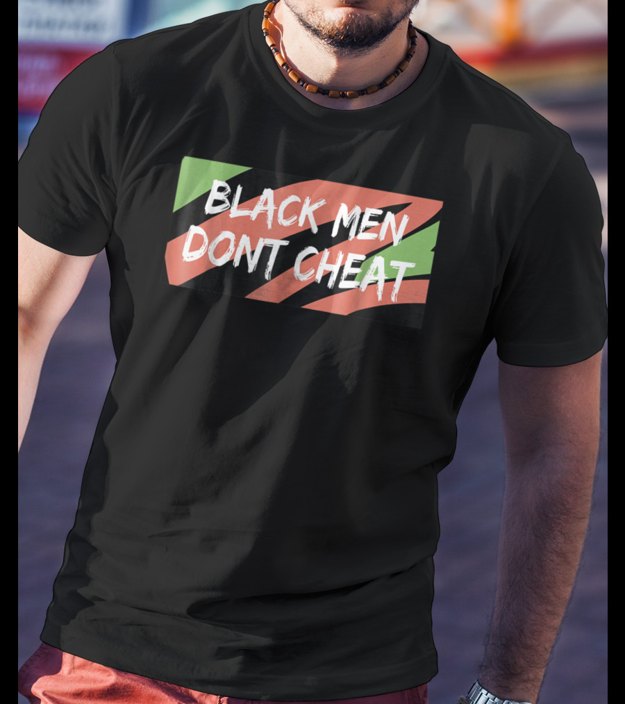 BLACK MEN DONT CHEAT Black Red Green Stripes T-Shirt