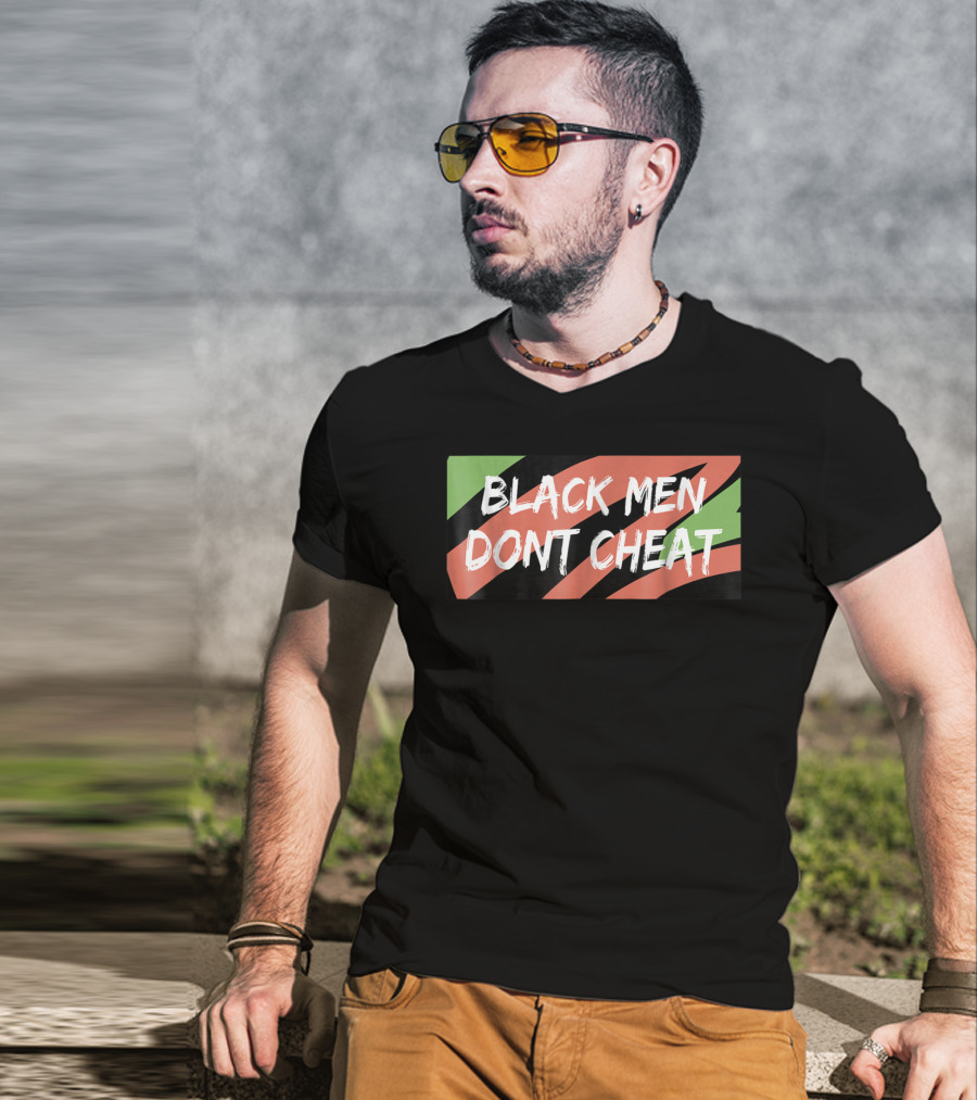 BLACK MEN DONT CHEAT Black Red Green Stripes T-Shirt