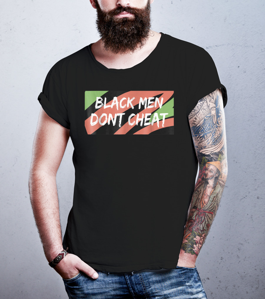 BLACK MEN DONT CHEAT Black Red Green Stripes T-Shirt