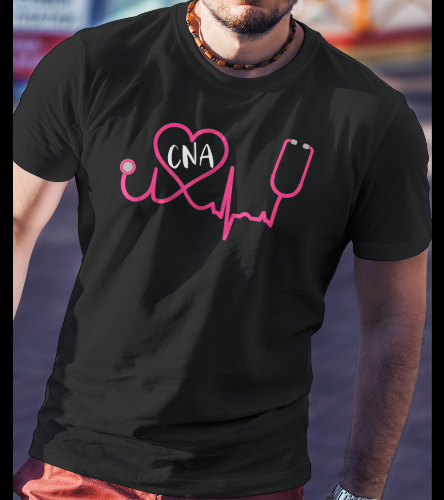 CNA Heartbeat Stethoscope Nursing Assistant EKG T-Shirt