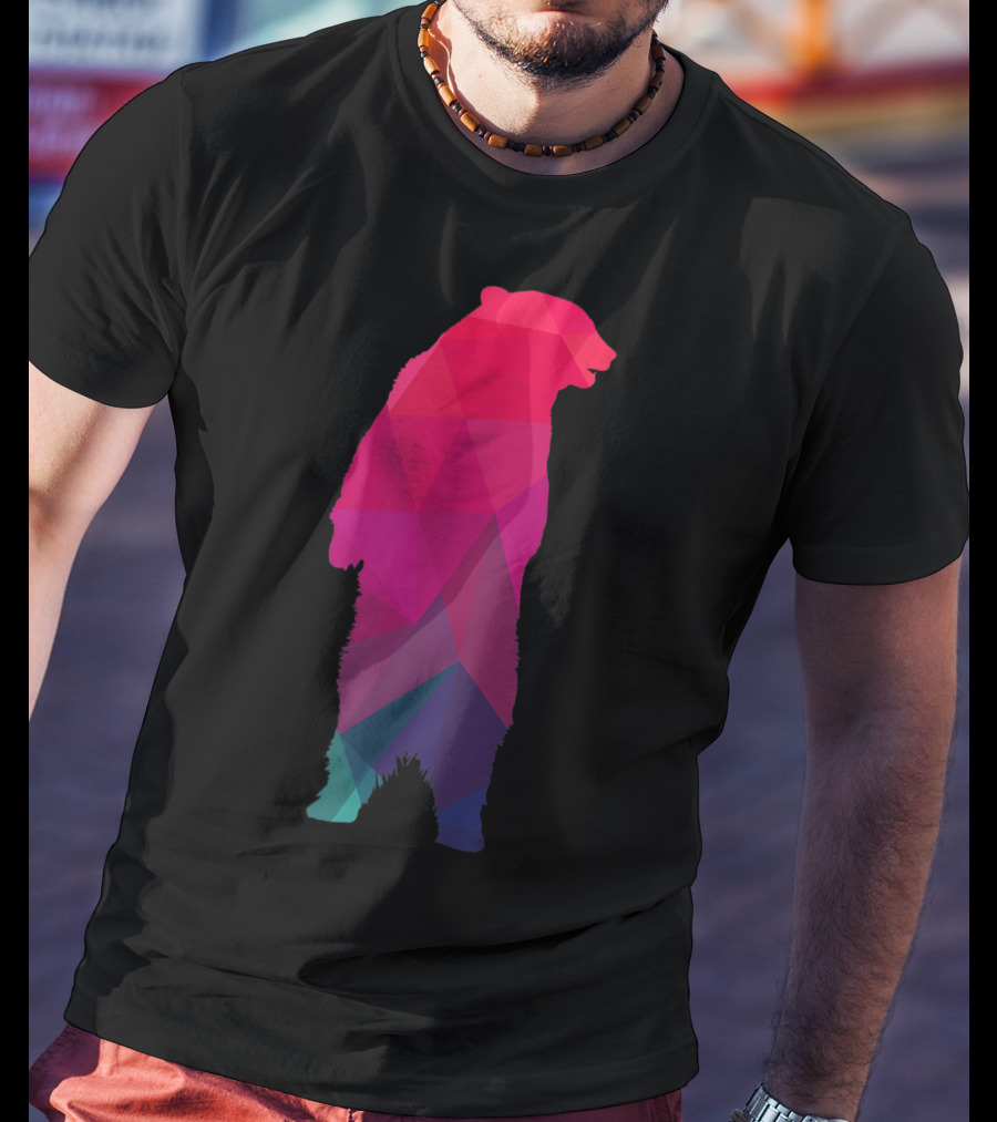 Colorful Geometric Pattern Fractal Bear T-Shirt