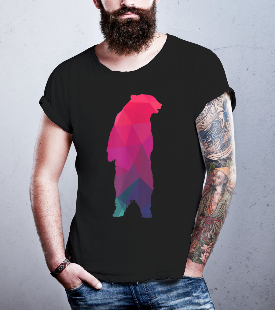 Colorful Geometric Pattern Fractal Bear T-Shirt