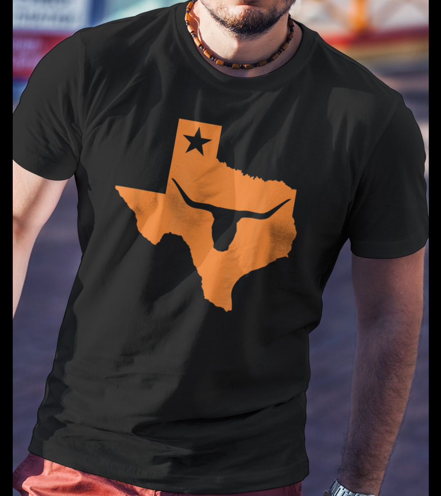 Texas Longhorn Bull Orange State Star T-Shirt