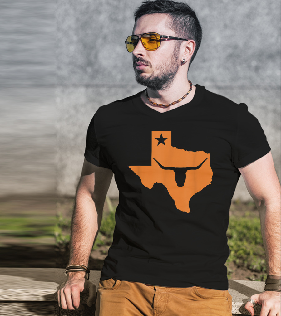 Texas Longhorn Bull Orange State Star T-Shirt