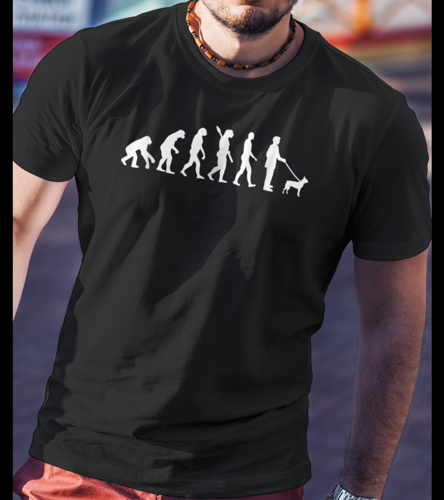 Boston Terrier Evolution Of Walking Development With Human Stages T-Shirt