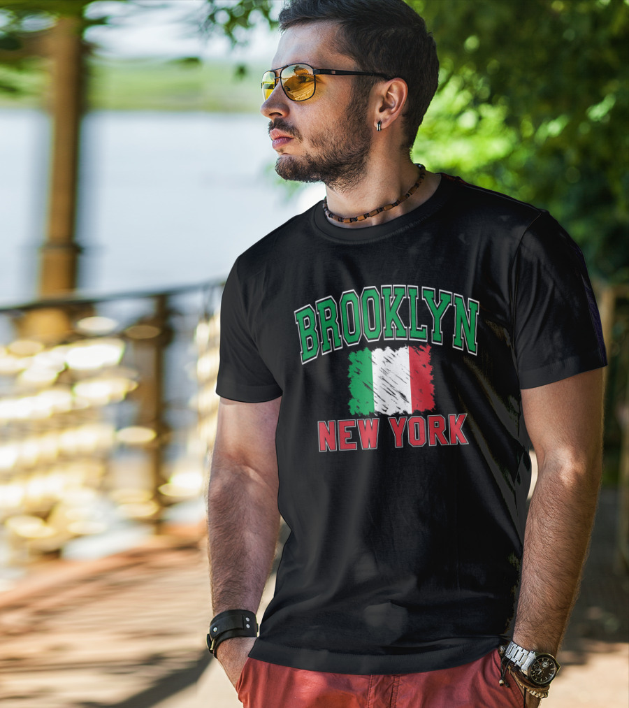 Brooklyn New York Italian Flag Varsity T-Shirt