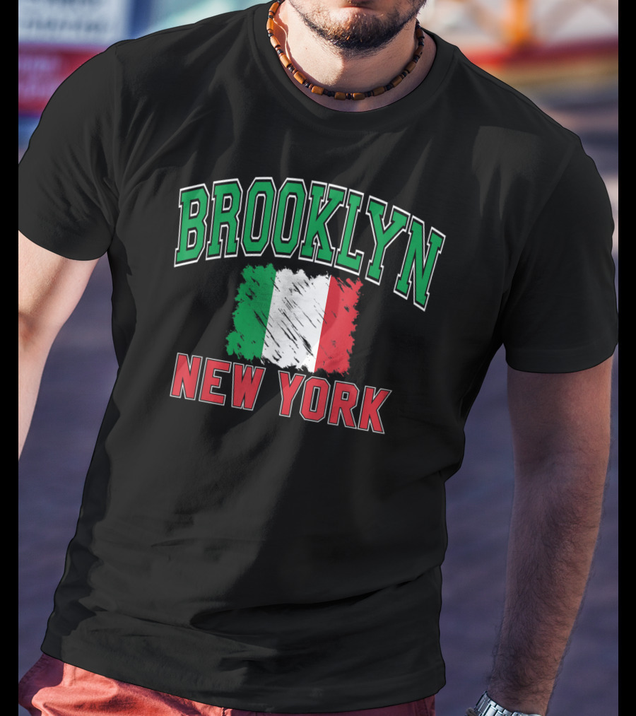 Brooklyn New York Italian Flag Varsity T-Shirt
