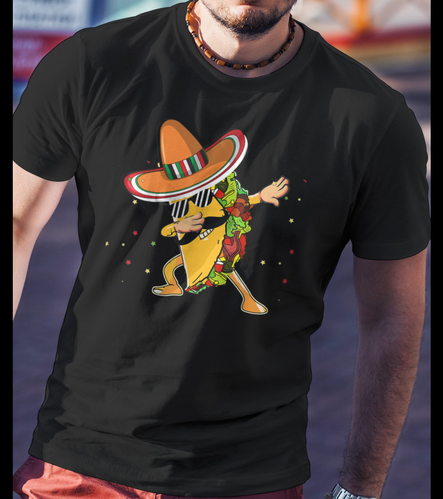 Cinco De Mayo Dabbing Taco With Sombrero Mexico Latino T-Shirt