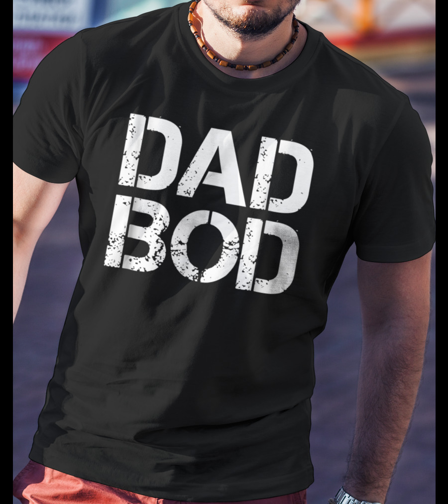 Dad Bod Rough Strong 90s Stencil Text Dark T-Shirt