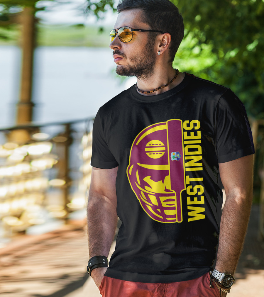 West Indies Cricket Fan Helmet Emblem With Ball And Bat T-Shirt