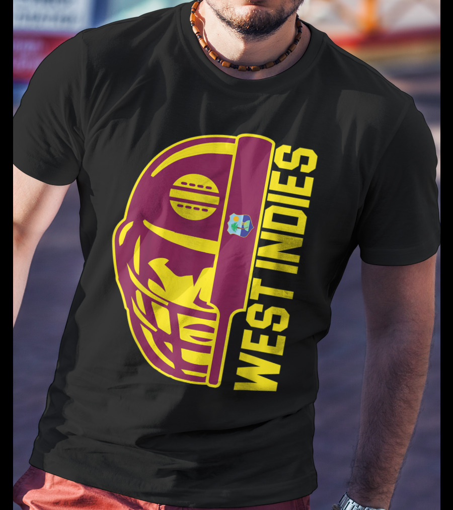 West Indies Cricket Fan Helmet Emblem With Ball And Bat T-Shirt