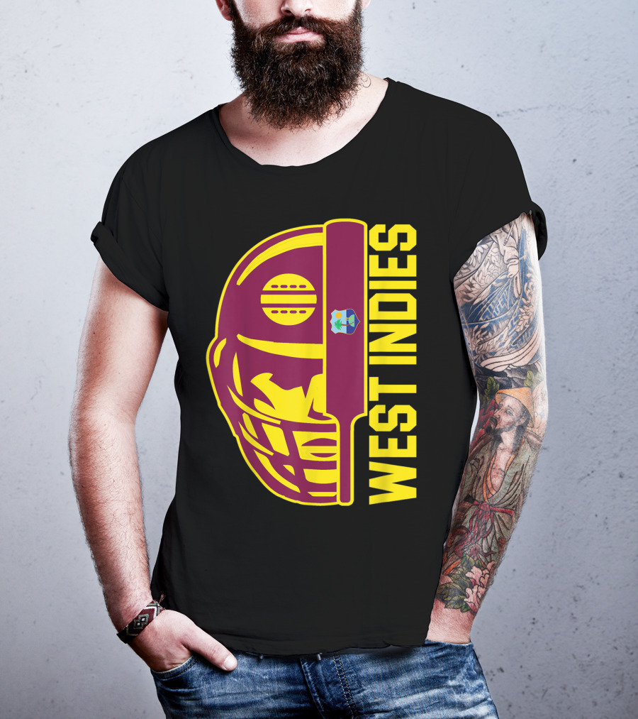 West Indies Cricket Fan Helmet Emblem With Ball And Bat T-Shirt