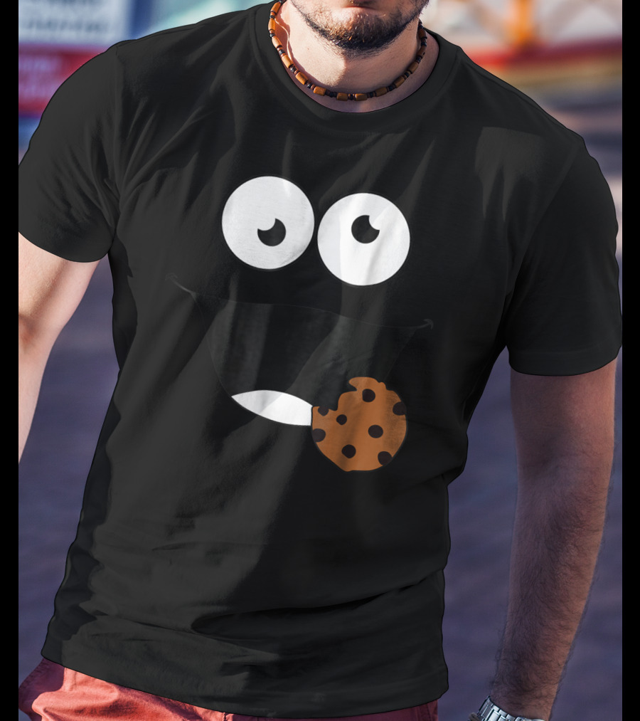 Cute Monster Cookie Funny Face Eating Cookie T-Shirt