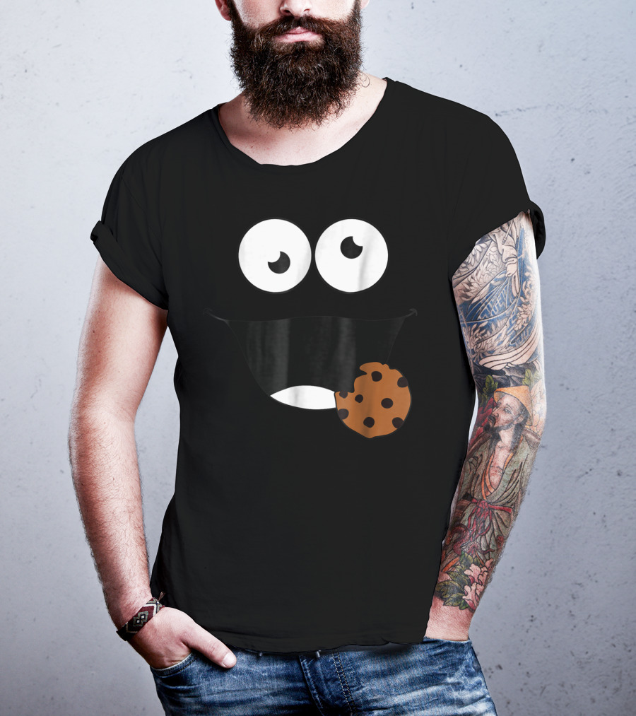 Cute Monster Cookie Funny Face Eating Cookie T-Shirt