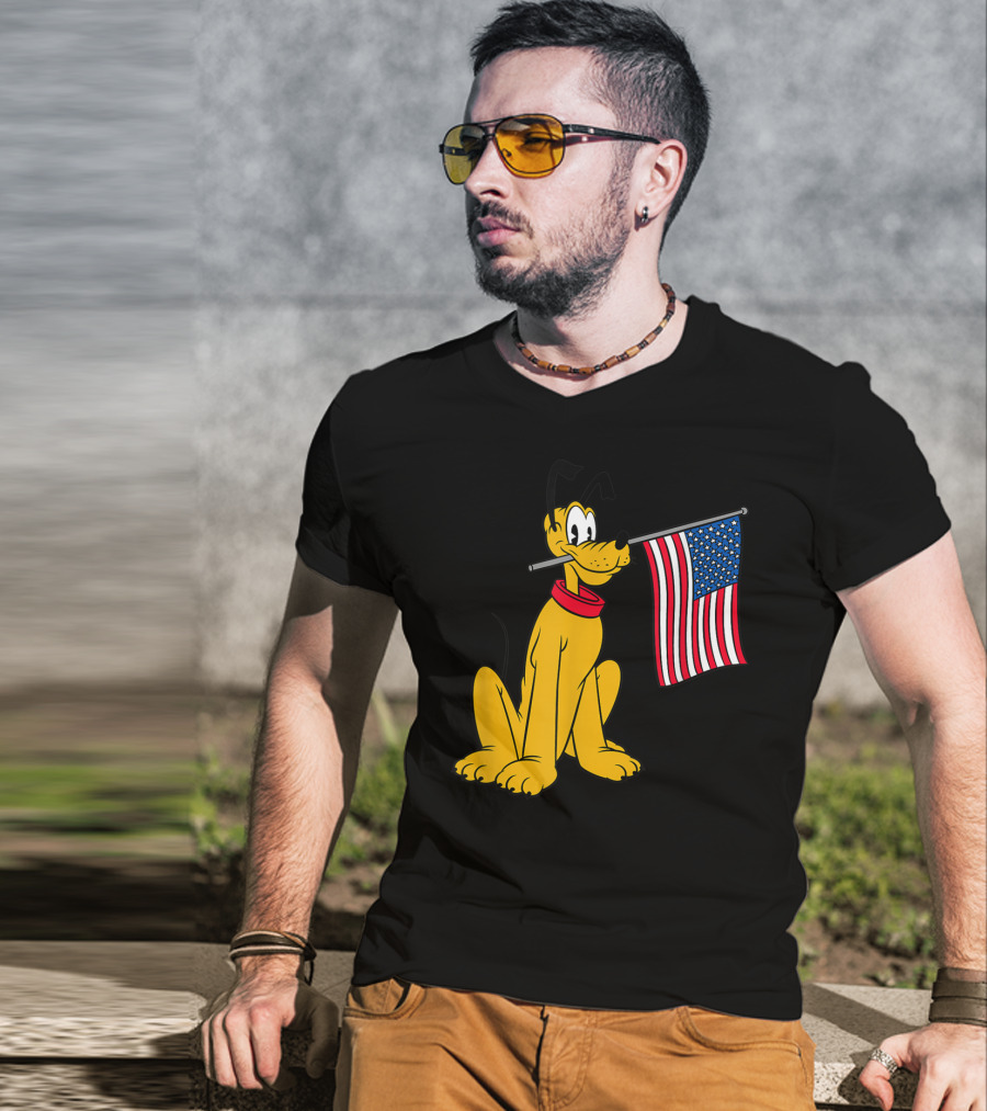 Disney Pluto American Flag T-Shirt