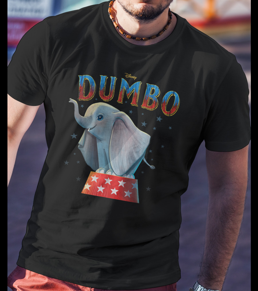 Disney Dumbo Circus Elephant On Star-Patterned Pedestal T-Shirt