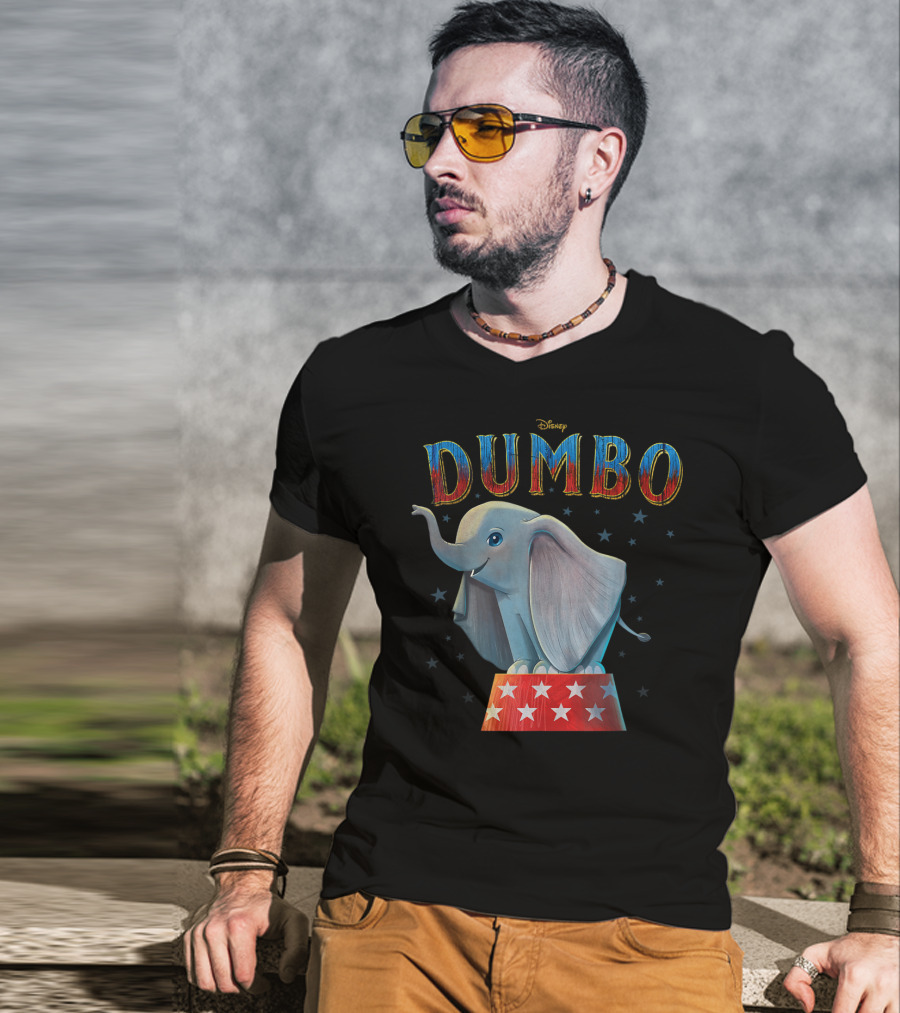 Disney Dumbo Circus Elephant On Star-Patterned Pedestal T-Shirt
