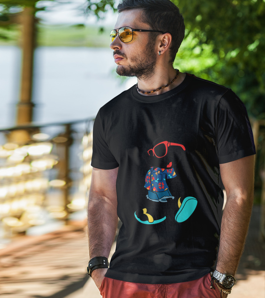 Disney Mickey Mouse Hawaiian Shirt With Sunglasses Summer T-Shirt
