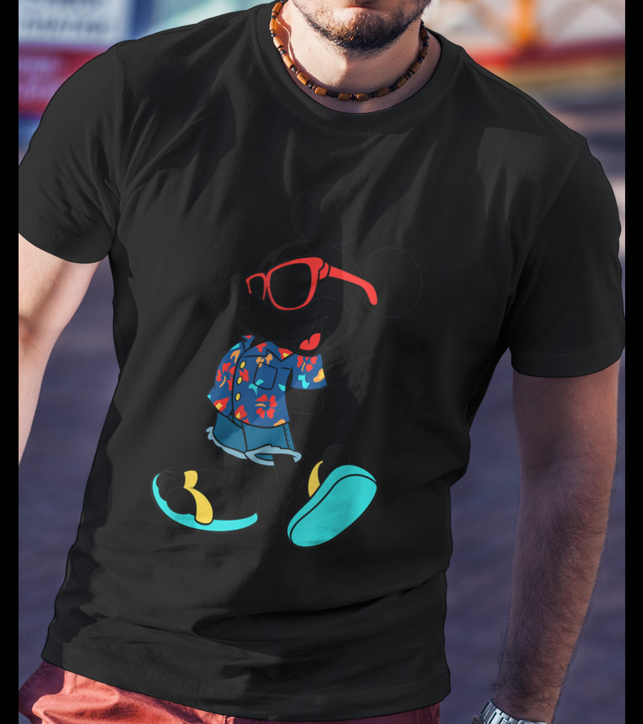 Disney Mickey Mouse Hawaiian Shirt With Sunglasses Summer T-Shirt