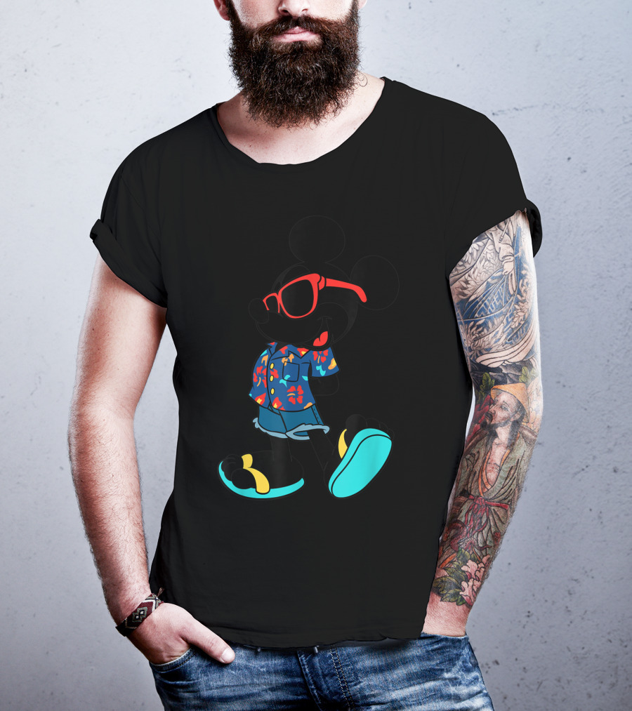 Disney Mickey Mouse Hawaiian Shirt With Sunglasses Summer T-Shirt