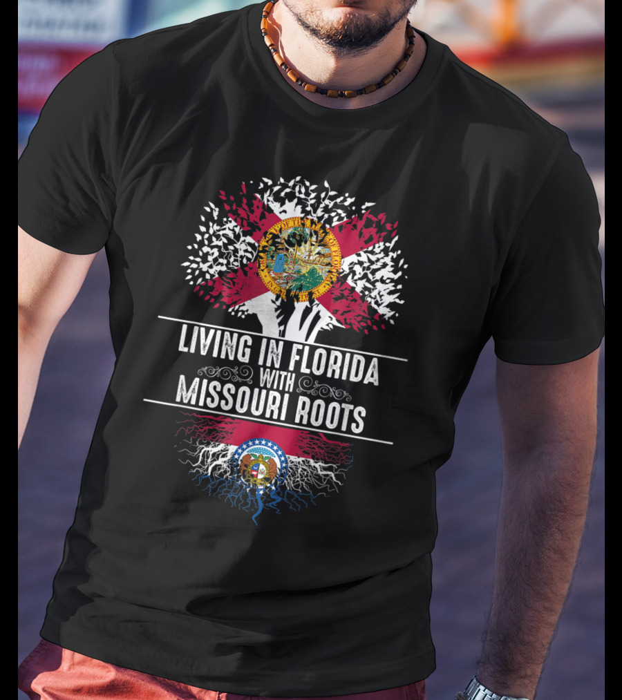 Living In Florida With Missouri Roots State Tree Flag T-Shirt